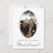 Carte Pink Bow Photo Serez-vous ma servante d'honneur (Devant)