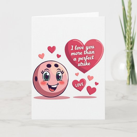 Carte Pink Bowling Ball Love Card (Devant)