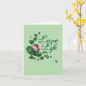 Carte Pink Butterfly with Heart Leaves (Fleur jaune)