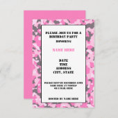 Carte Pink Camouflaged Birthday Party Invitation C (Devant / Derrière)
