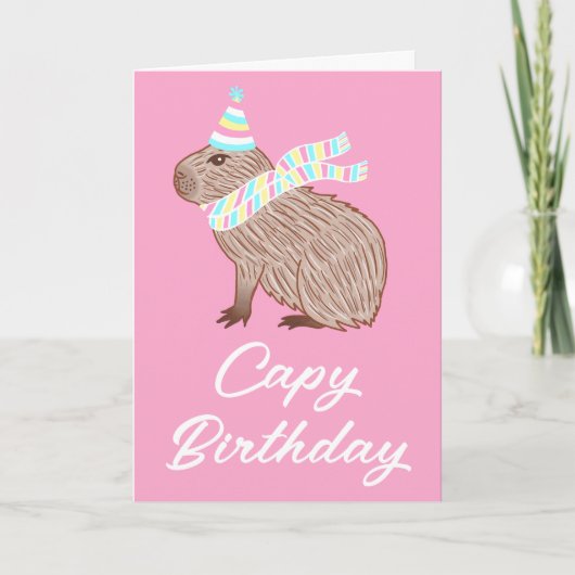 Carte Pink Capy Anniversaire Funny Capybara Lover Card (Devant)