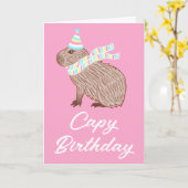Carte Pink Capy Anniversaire Funny Capybara Lover Card (Fleur jaune)