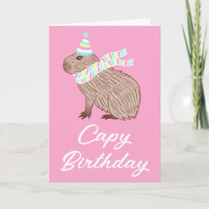 Carte Pink Capy Anniversaire Funny Capybara Lover Card