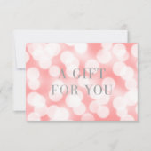 Carte Pink Champagne Bokeh Lights Certificat cadeau (Devant)