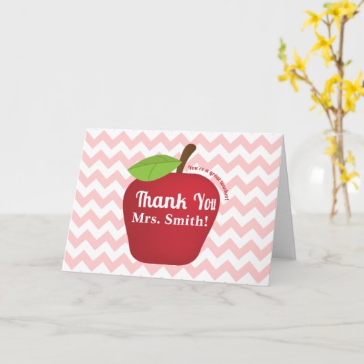 Carte Pink Chevron, Appréciation de l'enseignant pomme (Fleur jaune)