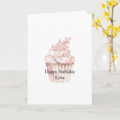 Carte Pink Chic Cupcake Anniversaire (Fleur jaune)
