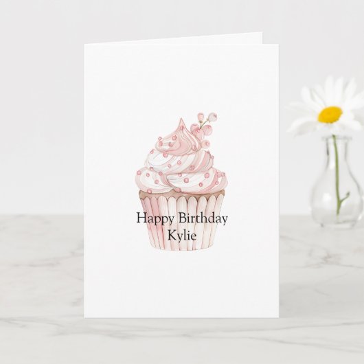Carte Pink Chic Cupcake Anniversaire (Petite plante)
