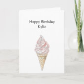 Carte Pink Chic Silver Ice Cream Cone Anniversaire (Devant)