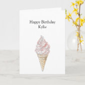 Carte Pink Chic Silver Ice Cream Cone Anniversaire (Fleur jaune)