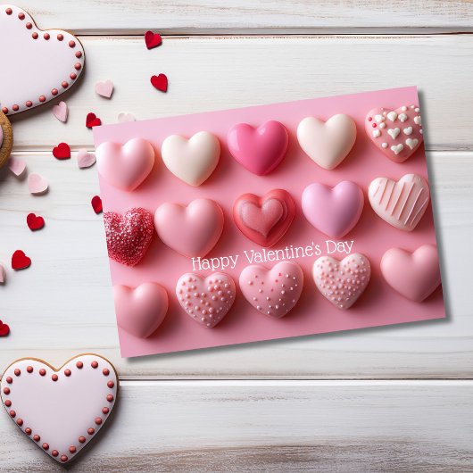 Carte Pink Chocolate Hearts Valentine`s Day Card 