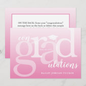 Carte Pink ConGRADulations Graduation Félicitations (Devant / Derrière)