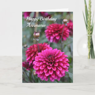 Carte Pink Dahlia Floral photo Joyeux anniversaire