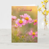 Carte Pink Daisy Field Pour Penser À Vous (Fleur jaune)