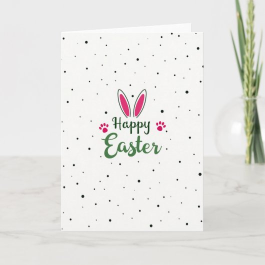 Carte Pink Ears Polka Dot Easter Card (Devant)