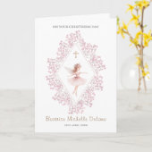 Carte Pink Fairy Floral Cross on Your Christening Day (Fleur jaune)