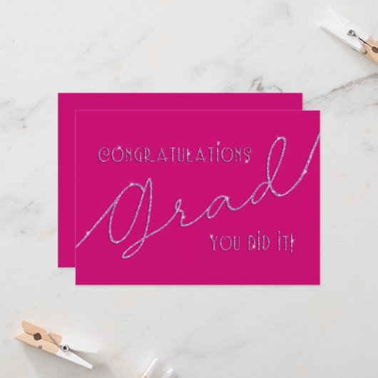 Carte Pink Félicitations Grad Vous L'Avez Fait Faux Part (Devant/Arrière en situation)