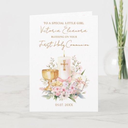 Carte Pink First Holy Communion Chalice Candle (Devant)