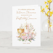 Carte Pink First Holy Communion Chalice Candle (Fleur jaune)