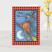 Carte PINK FLAMANT ROSE WITCH HALLOWEEN GREETING CARD Bl (Fleur jaune)