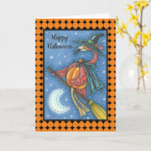 Carte PINK FLAMANT ROSE WITCH HALLOWEEN GREETING CARD Bl (Fleur jaune)