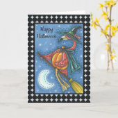 Carte PINK FLAMANT ROSE WITCH HALLOWEEN GREETING CARD Bl (Fleur jaune)