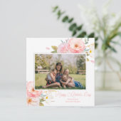 Carte Pink Floral Ajouter photo Fête des Mères (Debout devant)