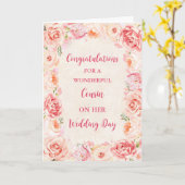 Carte Pink Floral Cousin Mariage Jour Félicitations (Fleur jaune)