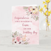 Carte Pink Floral Cousin Mariage Jour Félicitations (Fleur jaune)