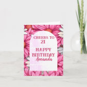 Carte Pink Floral encourage à 21 Joyeux 21ème anniversai (Devant)