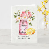 Carte Pink Floral Jar Cousin 103e anniversaire Salutatio (Fleur jaune)