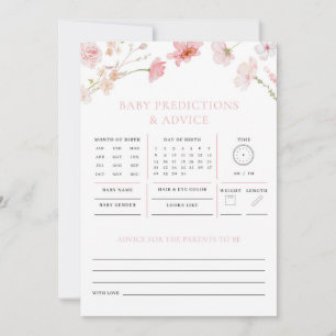 Carte Pink Floral Prédictions Conseil Baby shower Jeu