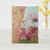 Carte Pink Flowers Folded Greeting Card (Fleur jaune)