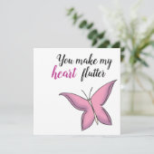 Carte Pink Fluttering Butterfly Valentine (Debout devant)