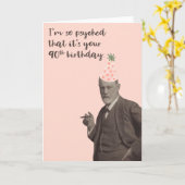 Carte Pink Freud Funny 90e anniversaire (Fleur jaune)
