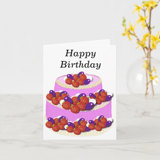 Carte Pink Gateaux éditable Anniversaire (Fleur jaune)