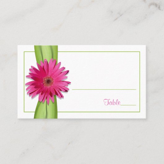 Carte Pink Gerbera Daisy Green Ribbon Place (Devant)