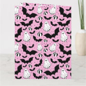 Carte Pink ghosts, bats and pumpkins (Dos)