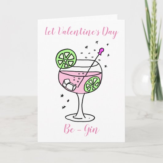 Carte Pink Gin Joyeuse Saint-Valentin (Devant)