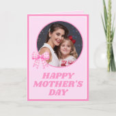 Carte Pink Gingham Bow Photo Mother's Day Card (Devant)