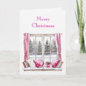 Carte Pink Glam Christmas Trees Window (Devant)