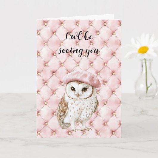 Carte Pink Gold Tufts Owl Be Seeing You (Petite plante)