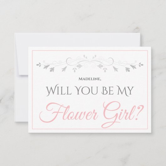 Carte Pink & Grey Be My Flower Girl Card (Devant)