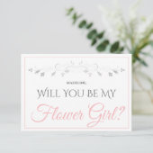Carte Pink & Grey Be My Flower Girl Card (Debout devant)