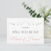 Carte Pink & Grey Be My Maid of Honor Card (Debout devant)