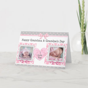 Carte Pink & Grey Grand-Parrain's Day "I Love You"