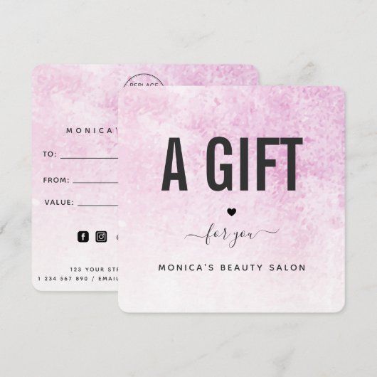 Carte Pink Grunge Moderne tendance Salon de Beauté Maqui (Devant / Derrière)