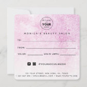 Carte Pink Grunge Moderne tendance Salon de Beauté Maqui (Dos)