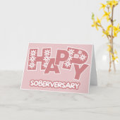 Carte Pink Happy Soberversary, Anniversaire De Sobriété (Fleur jaune)