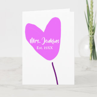 Carte Pink heart balloon Mrs add name est. Add year love