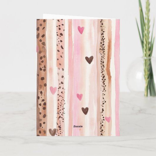Carte Pink Heart Leopard Cupcake Confetti Birthday (Dos)